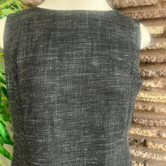 Classiques Entier Black Tweed Professional Sleeveless Wool Blend Sheath Dress - Picture 6 of 7